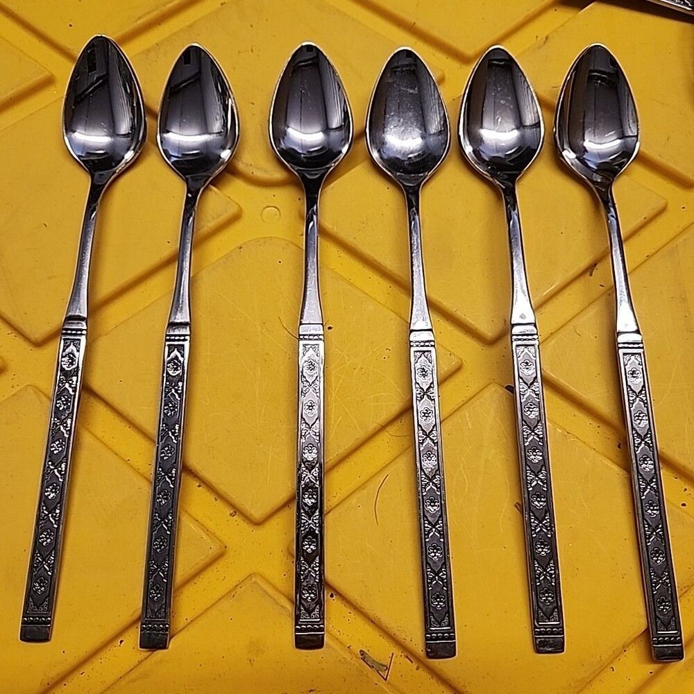 Lot Of 5 Distinction Stainless By Oneida Iced Tea Spoons Lisbon